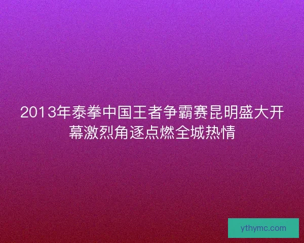 2013年泰拳中国王者争霸赛昆明盛大开幕激烈角逐点燃全城热情