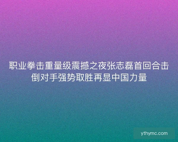 职业拳击重量级震撼之夜张志磊首回合击倒对手强势取胜再显中国力量