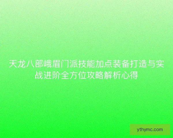 天龙八部峨眉门派技能加点装备打造与实战进阶全方位攻略解析心得