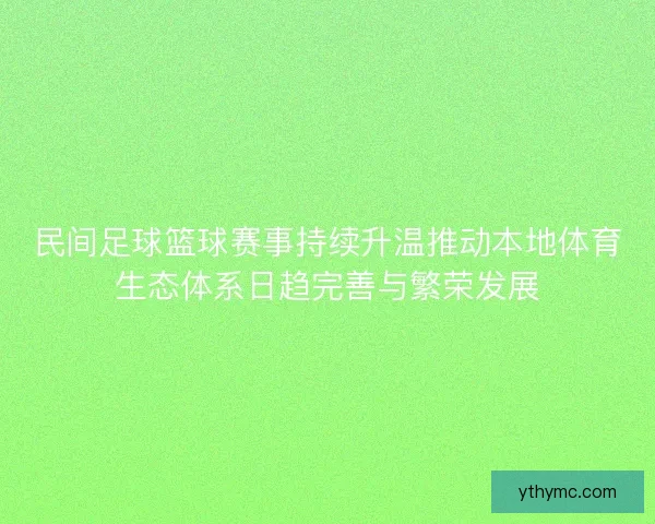 民间足球篮球赛事持续升温推动本地体育生态体系日趋完善与繁荣发展