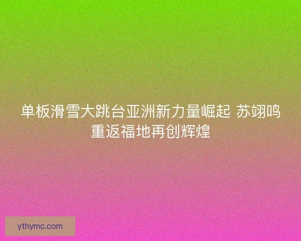 单板滑雪大跳台亚洲新力量崛起 苏翊鸣重返福地再创辉煌